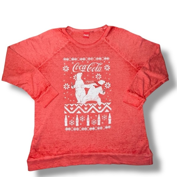 LANE BRYANT Classic High-Low Coca-Cola Bears Graphic Sweatshirt - Red Plus 14/16 - Picture 7 of 14